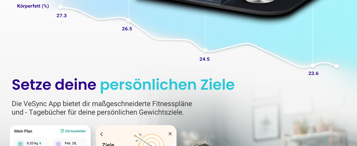 Електрична вага Etekcity для вимірювання складу тіла (180 кг, 13 показників, Bluetooth, APP)