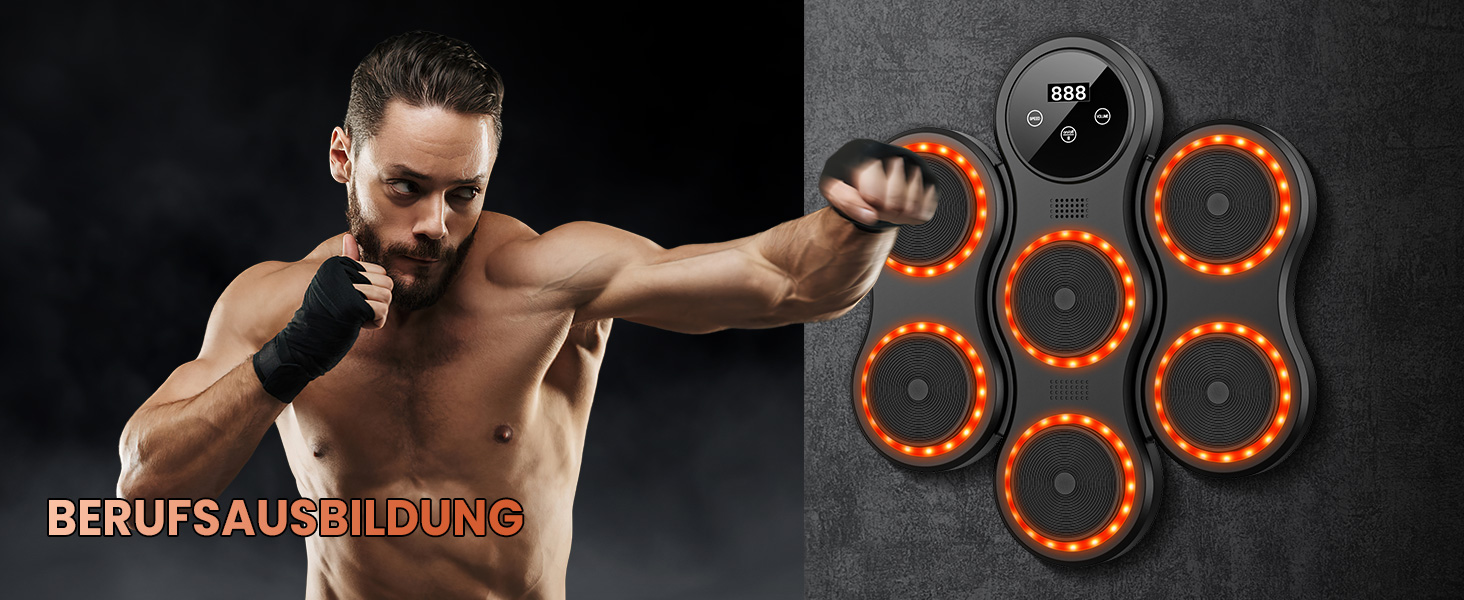 Музична боксівська машина з LED-підсвіткою, Bluetooth, 9 режимів швидкості, лічильник, для дорослих та дітей, чорний