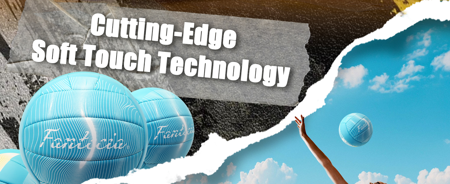 Волейбольний м'яч Fantecia з насосом, розмір 5, Soft Touch, для занять, гри, пляжу, басейну, синій