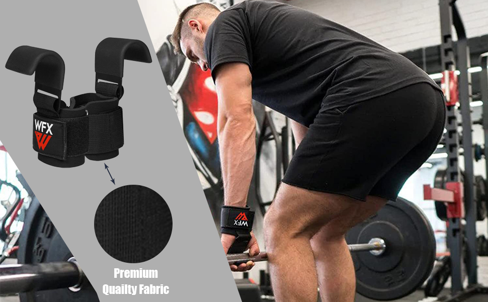 Набір для важкої атлетики: гак для тяги з гумовими ручками, захист зап'ястя з неопрену, 7 мм, для силових тренувань