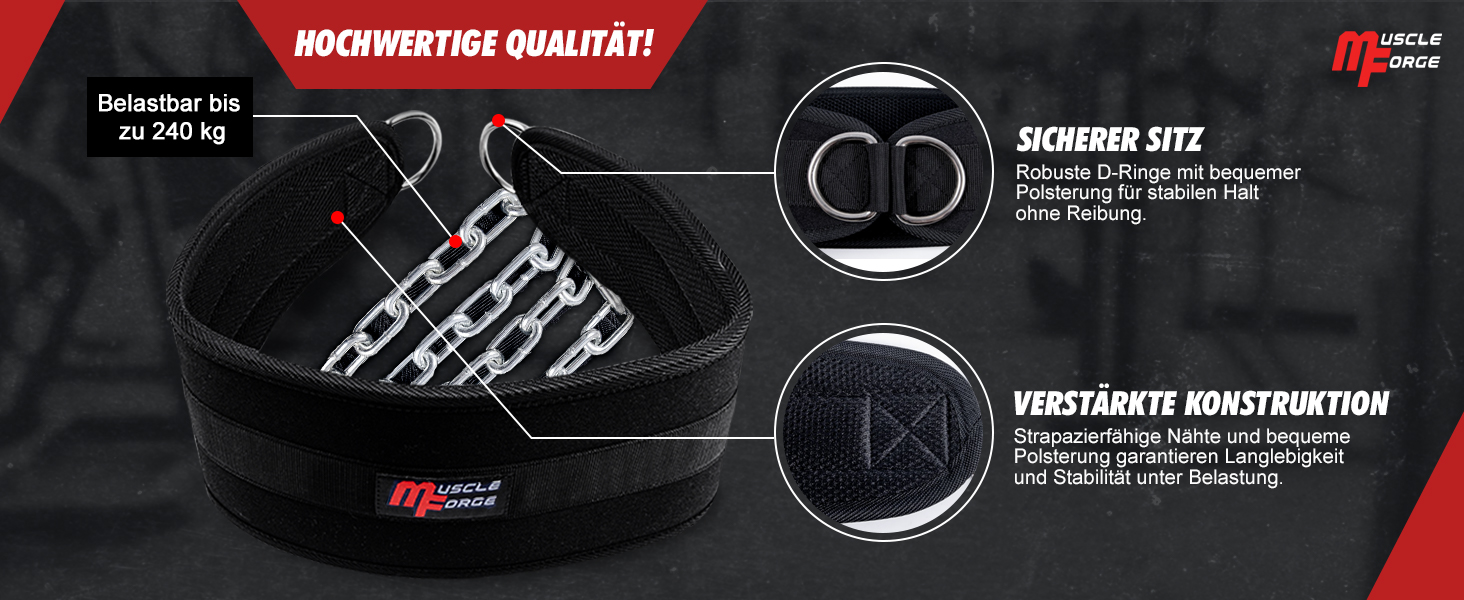 Пояс для вправ з ланцюгом 80см, сталевий ланцюг для підтягувань та віджимань на брусах | Міцний вантажний пояс для тренажерного залу та силових тренувань | Тренувальний пояс з вагою до 240кг, для додаткової ваги для чоловіків та жінок