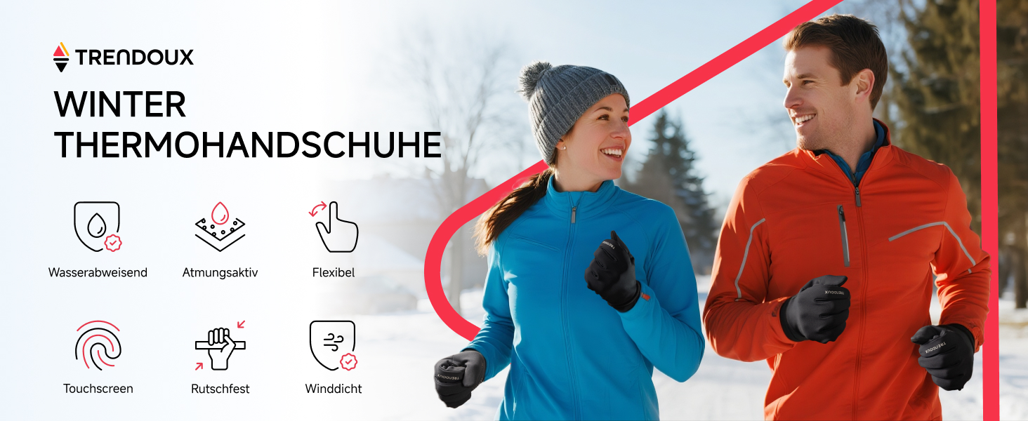 Терморукавички Trendoux для чоловіків та жінок, теплі велорукавички з флісовою підкладкою, сенсорні, водонепроникні, вітрозахисні, з антиковзанням, для бігу, їзди на велосипеді, водіння, чорні, XL