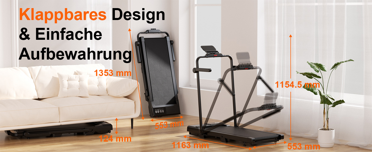 Бігова доріжка Superun Walking Pad з ухилом 6%, для дому, з додатком, до 136 кг, чорна. Швидкість до 12 км/год.
