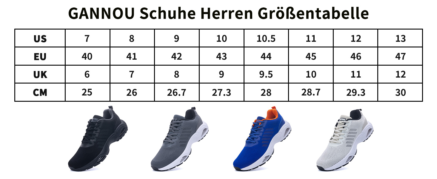 Кросівки для бігу GANNOU чоловічі спортивні чорні, розмір 40-47, з амортизацією