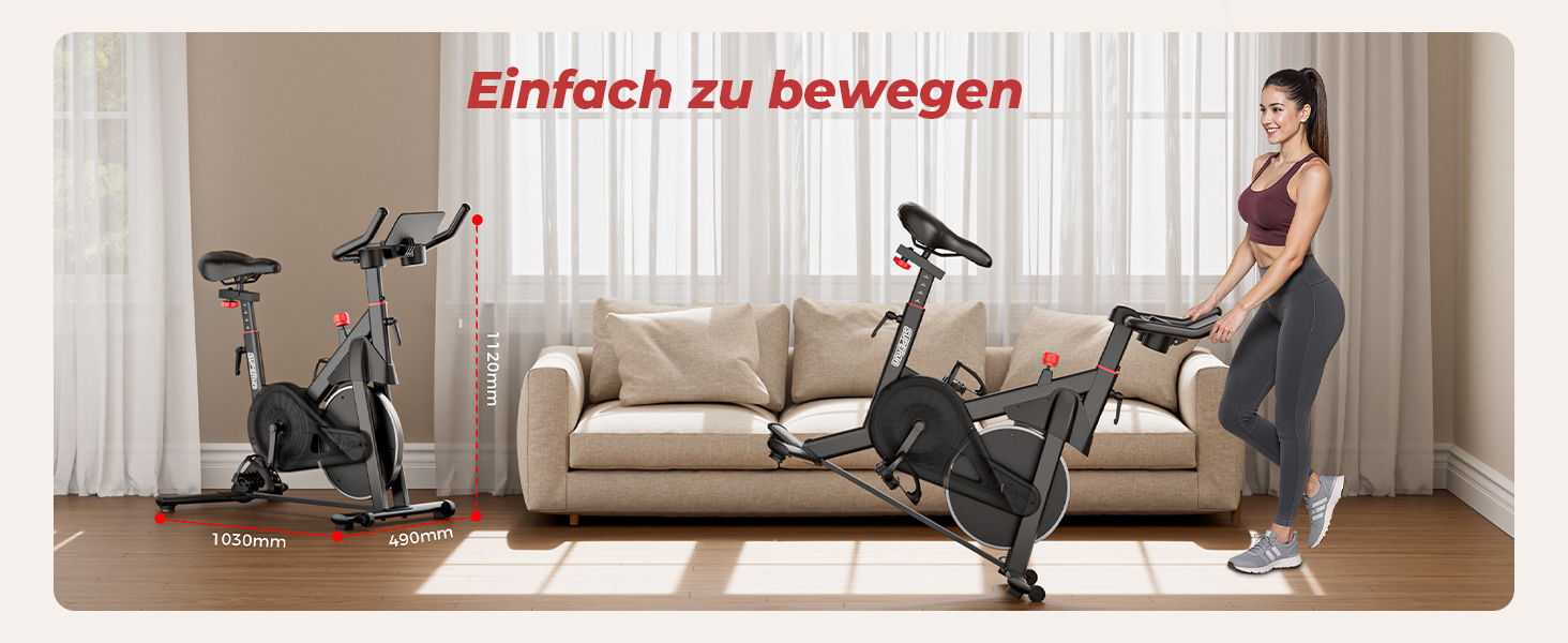 Велотренажер для дому Superun з APP, магнітний опір, 15 кг маховик, ультратихий, чорний