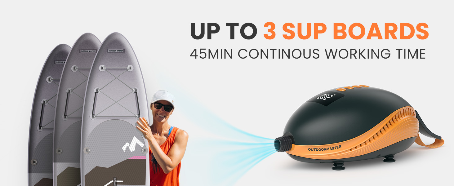 Електричний насос OutdoorMaster Dolphin 20PSI для SUP, човнів та водного спорту (12V, авто-живлення)