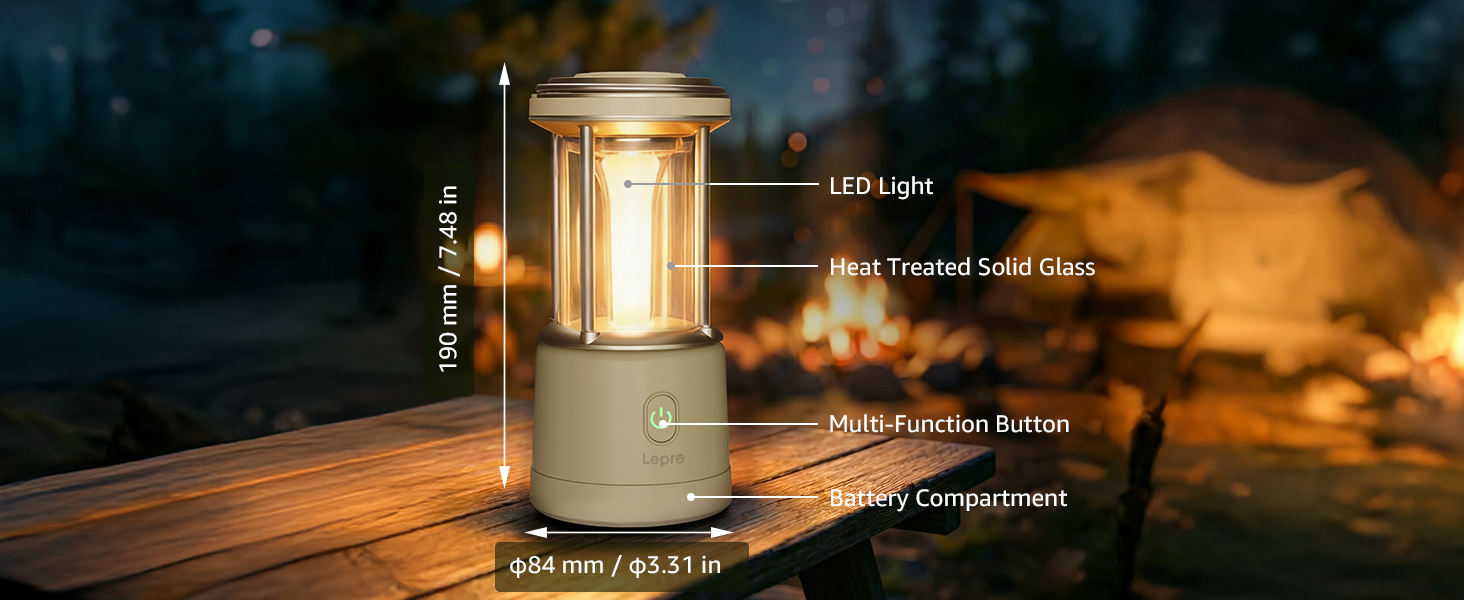 Ліхтар кемпінговий LED Lepro 2000 люмен, акумуляторний, водонепроникний IPX4, з Power Bank, для походу та надзвичайних ситуацій