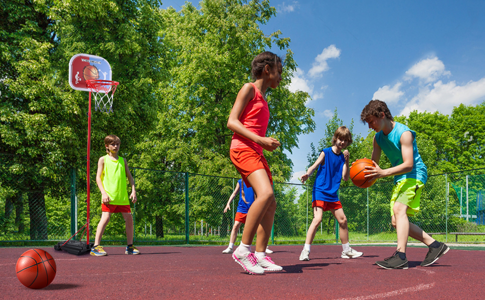 Баскетбольні кільця PELLOR Kids, регульовані баскетбольні стійки 93-170 см, баскетбольне кільце з регульованою висотою підставкою для баскетбольного щита Набір обручів для хлопчиків дівчаток 3-12 років у приміщенні на відкритому повітрі