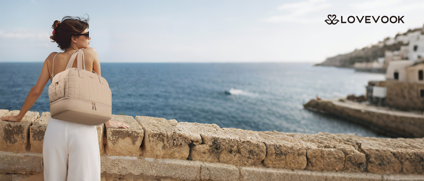 Сумка-валіза LOVEVOOK для жінок, 35L: легка дорожня сумка-шопер, спортивна сумка з відділенням для взуття та мокрих речей, ручна поклажа для подорожей, чорна