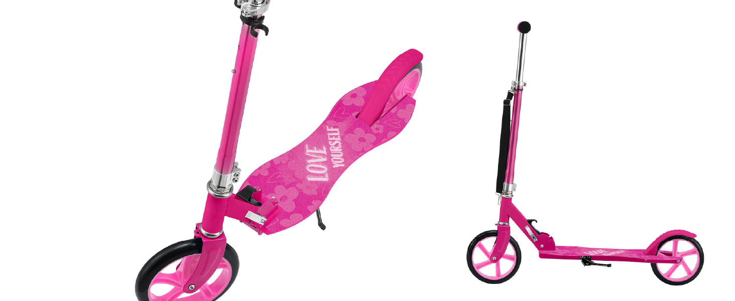 Самокат ArtSport Cityroller Big Wheel 205мм, рожевий - дитячий самокат від 3 років, до 100 кг, складаний, з регульованою висотою