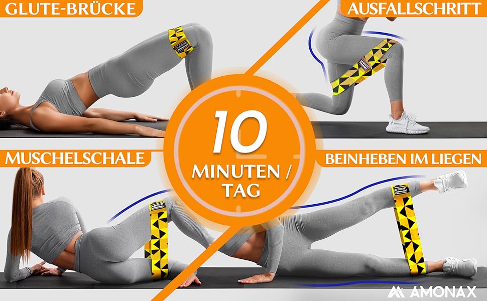 Фітнес-гумки Amonax для жінок, набір еластичних стрічок для тренувань, стрічки опору для присідань, обладнання для схуднення вдома, спортивне обладнання для дому (L, жовтий)