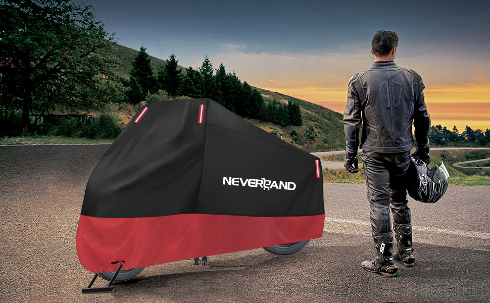 Водонепроникна мотоциклетна накривка Neverland для зберігання на вулиці та в приміщенні. 210D, 220 x 95 x 110 см. Підходить для мотоциклів, скутерів, мопедів.