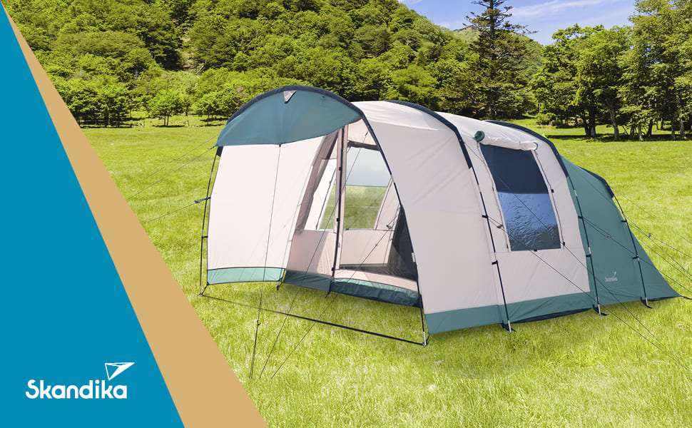 Намет Skandika Hafslo Sleeper Protect для кемпінгу 4/5/6 осіб, водонепроникний, з вшитим дном (5000 мм), тамбур, чорна спальня | Сімейний намет