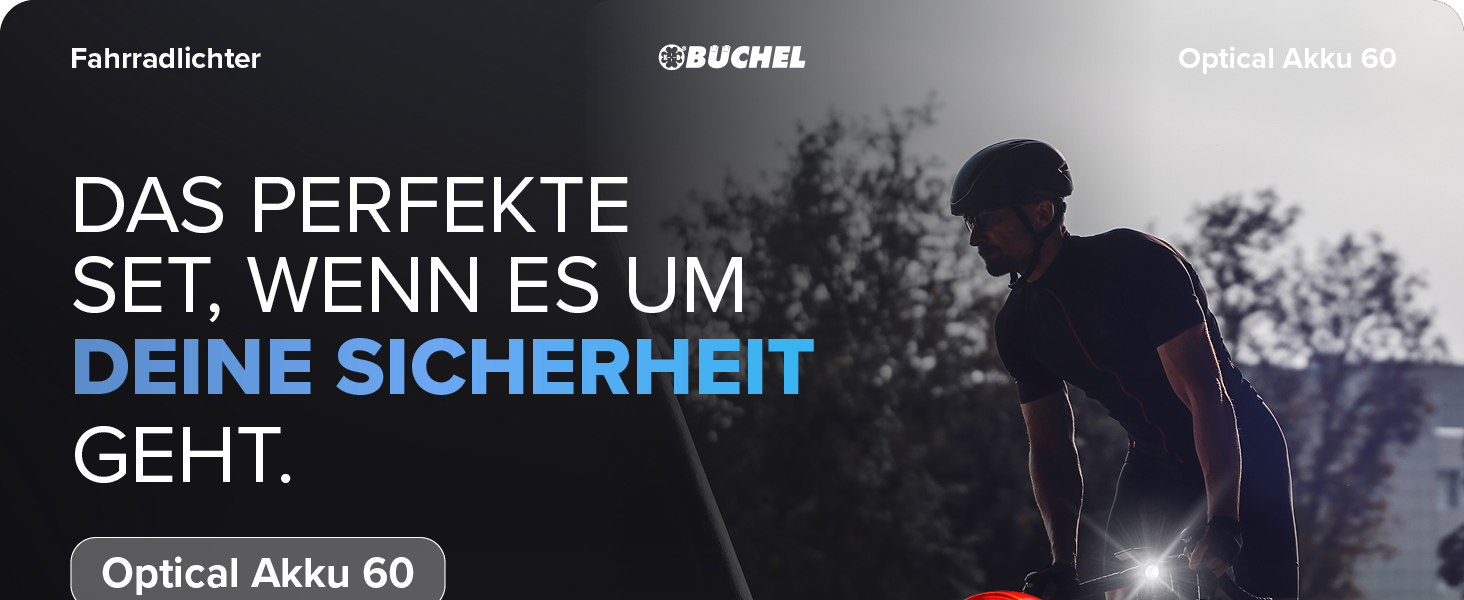 Набір велосипедних ліхтів BÜCHEL: LED, USB-C, 8 годин роботи, 4 режими, StVZO, монтаж без інструментів