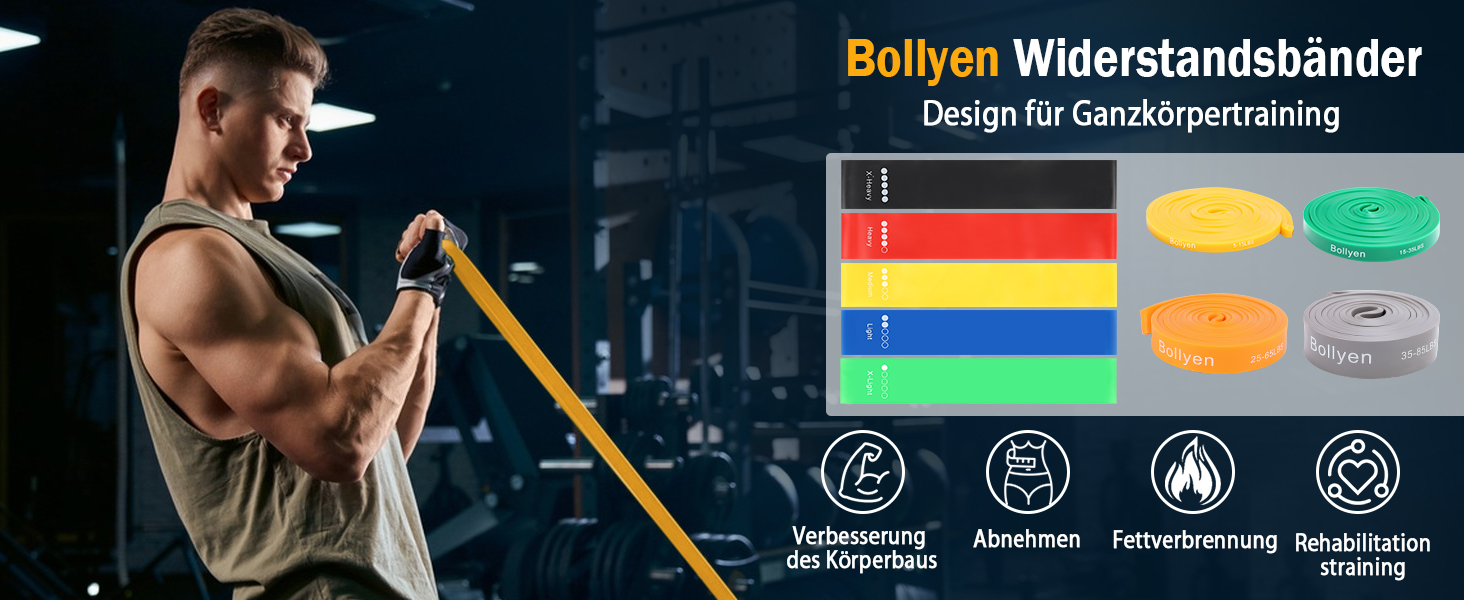 Набір еластичних стрічок для фітнесу: 9 шт. для силових тренувань, йоги та розтяжки вдома – включає тренувальний банд, турнік-стрічку, постер та сумку