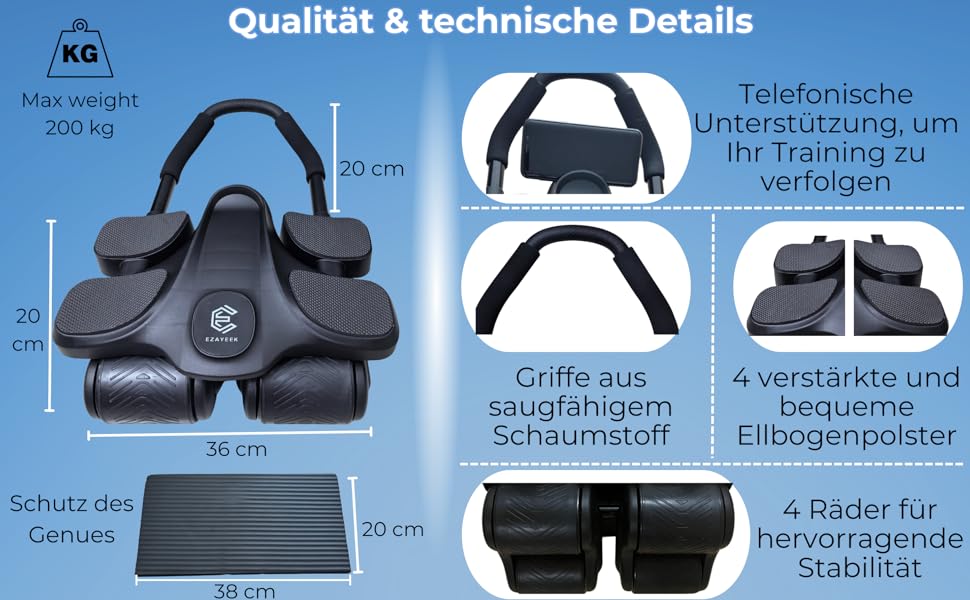 Ролер для пресу (ролер для живота) - тренажер для дому для чоловіків та жінок. Ролер для пресу, фітнес-обладнання для дому.