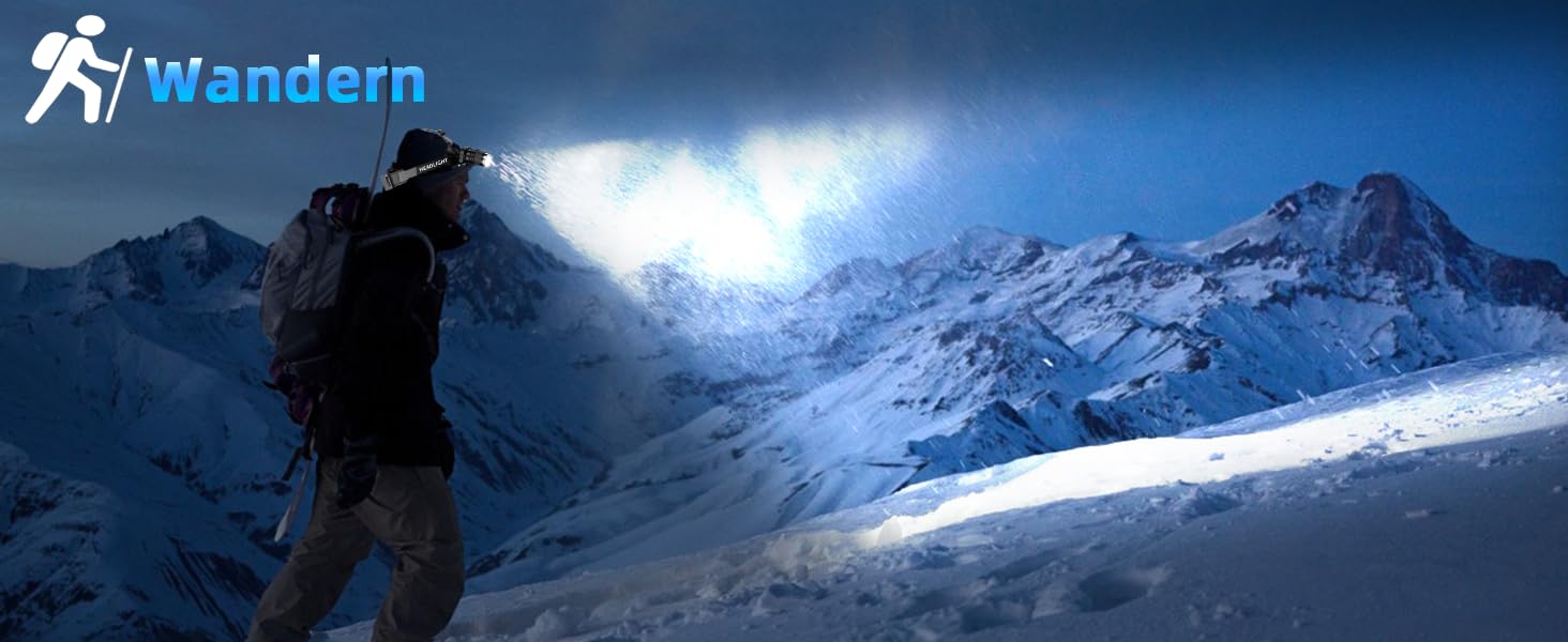 LED налобний ліхтар з акумулятором, надпотужний, з датчиком руху, 3 режими світла та 2 червоних, водонепроникний IPX7, для кемпінгу, бігу, риболовлі, походів, активного відпочинку та надзвичайних ситуацій