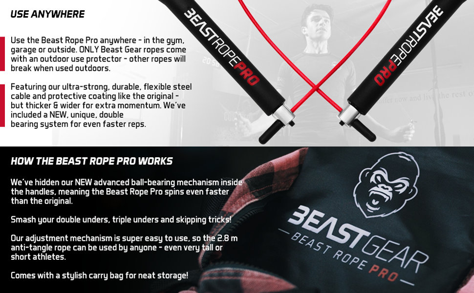 Стрибкове канат Beast Gear 'Profi' для дорослих - ідеальний для фітнесу, кардіо, боксу, MMA та тренувань на витривалість (Indoor/Outdoor)