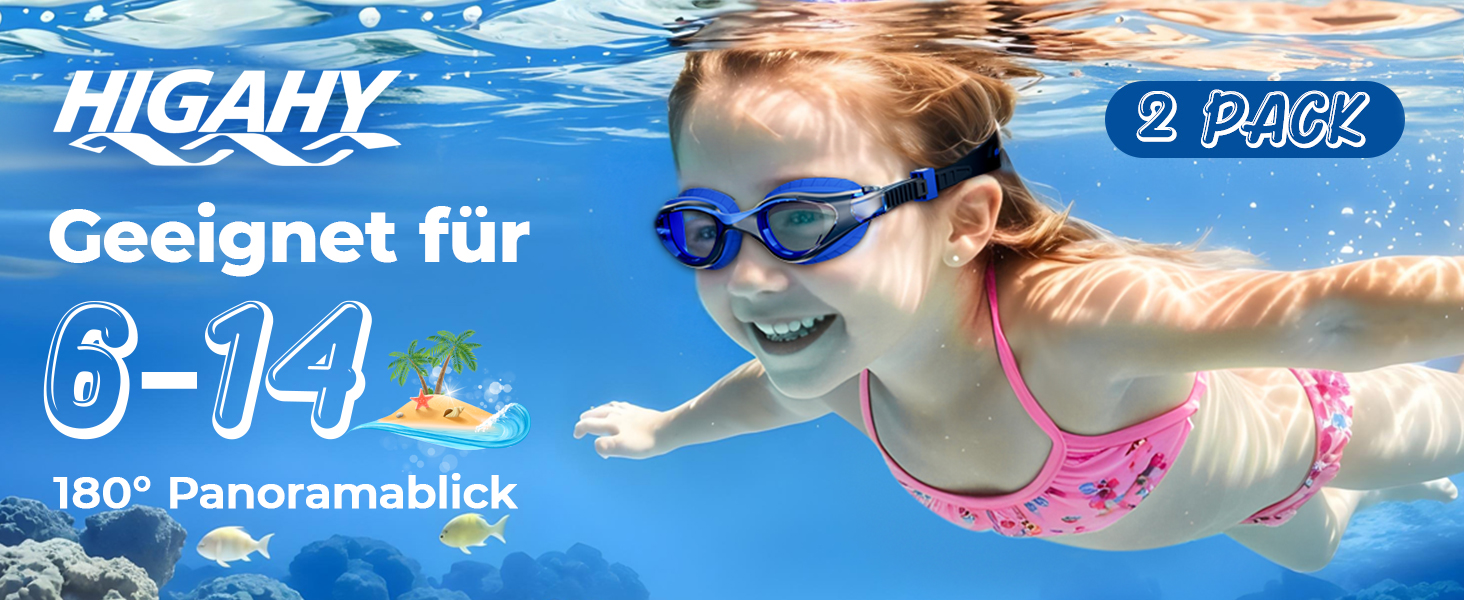 Дитячі окуляри для плавання Schwimmbrille: захист від УФ-променів та запобігання запотіванню, водонепроникні, для хлопчиків та дівчаток 6-14 років, сині + темно-сині