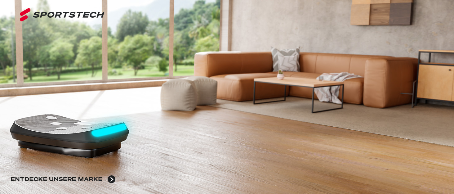 Платформа для вібрацій Sportstech 4D VP400 з LED, тренувальні стрічки та мотузки, для дому, до 120 кг, чорний