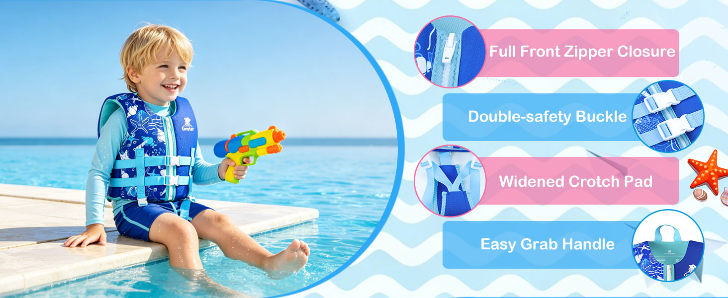 Дитячий рятувальний жилет Kinder Schwimmweste Neopren (2-9 років, 15-35 кг, M, блакитний)