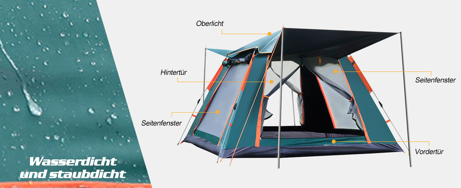 Намет туристичний Ergocar водонепроникний, легкий, Pop-Up, для 3-4 осіб, зелений, вініл