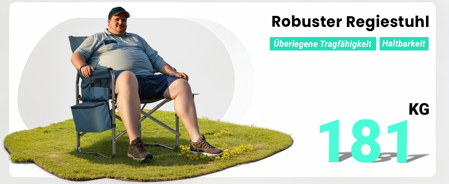 Стілець для кемпінгу OVERMONT: складаний, з підспівачем та сумкою-холодильником. Макс. навантаження 180 кг (2 шт., чорний)