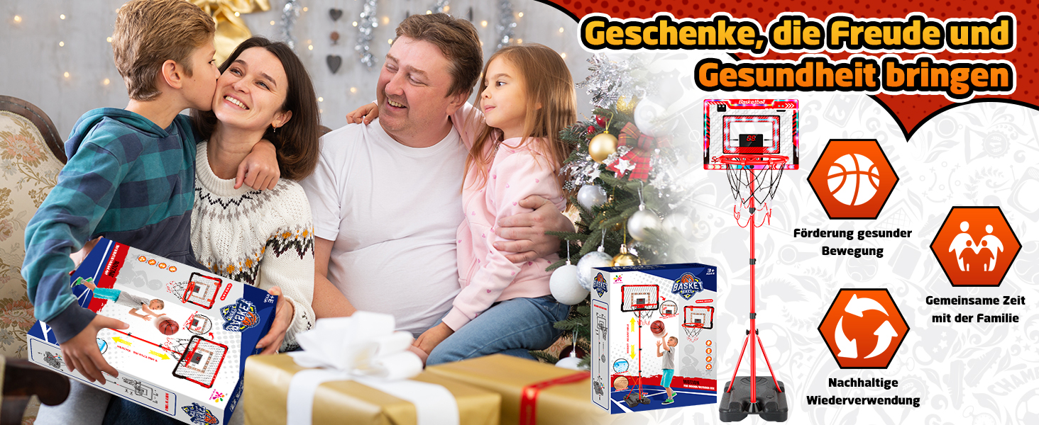 Дитячий баскетбольний кошик, регульована висота 105-183 см, з м'ячем та табло, для хлопчиків та дівчаток