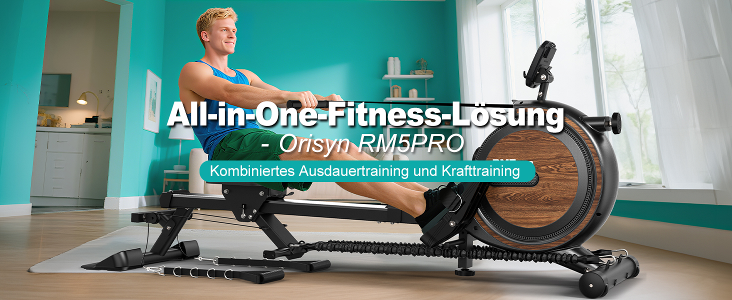 Гребний тренажер ORISYN RM5PRO з регульованим магнітним опором та Bluetooth, до 170 кг