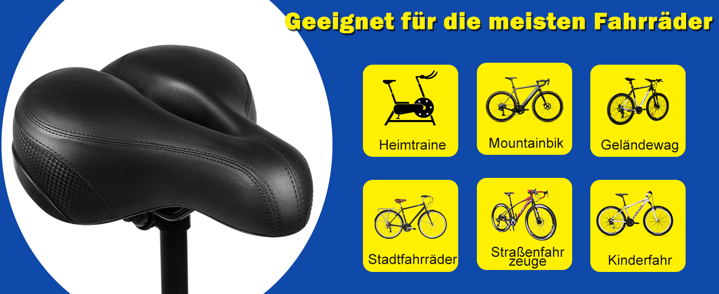 Велосипедне сідло з гелевим наповнювачем Pro 2.0: широке, м'яке, комфортне, дихаюче, з пам'яті ефектом, водонепроникне (чорне)