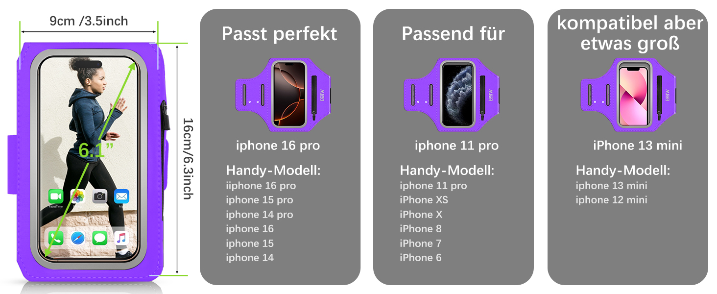 Спортивний браслет для телефону EOTW Joggen: зручна підставка для iPhone/Samsung (5.5-6.0 дюйми) з кишенькою для AirPods