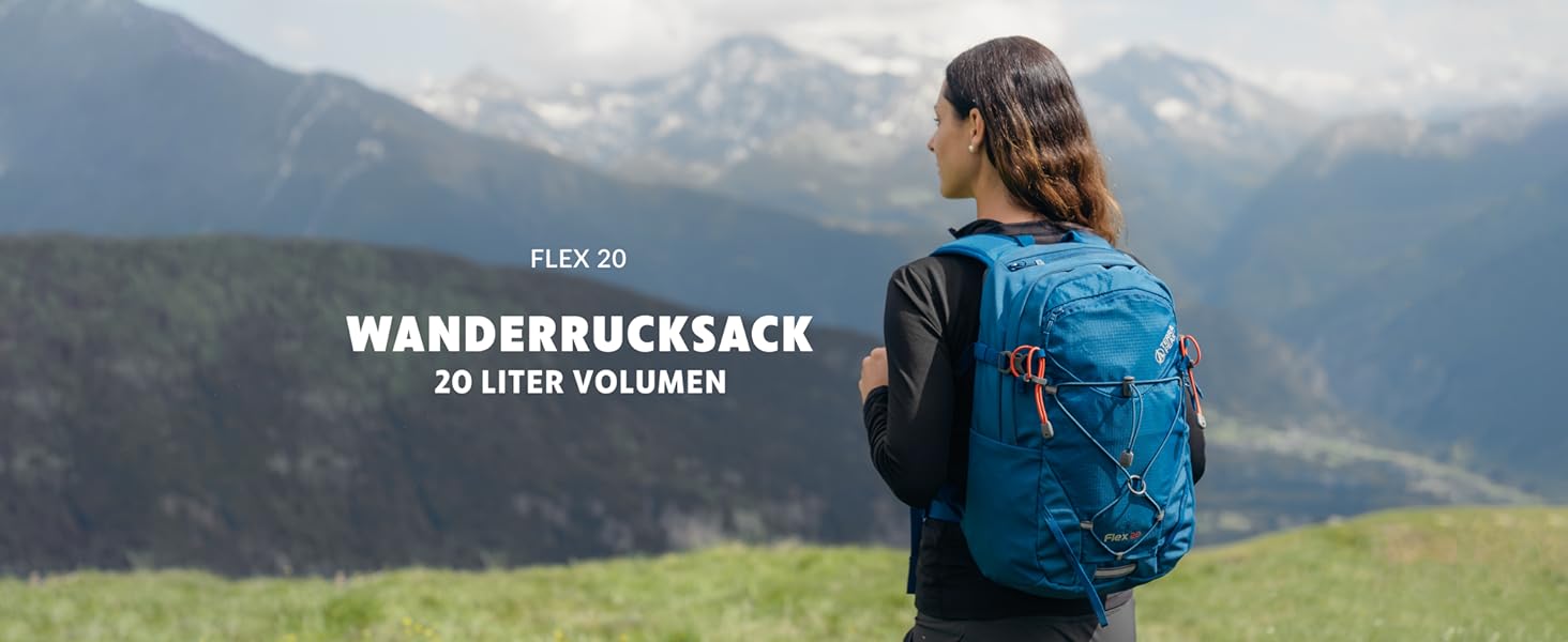 Туристичний рюкзак 20 л Flex 20 Premium із вентиляцією спини, питною системою та дощовиком – трекінговий рюкзак із дихаючого поліестеру 3D Air Mesh, міський рюкзак для походів з поясом на стегнах (синій)