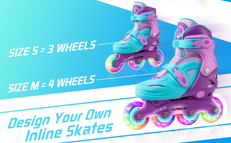 Дитячі ролики Inliner Kinder з регулюванням розміру 26-29, 29-34, 30-35. Ролики для дівчаток з колесами 82A PU, фіолетового кольору.