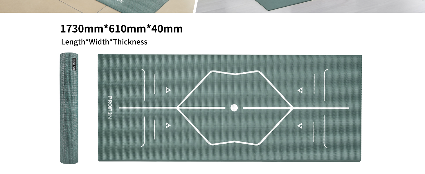 Йога мат PROIRON, неслизька, з розміткою, для йоги, фітнесу та спорту, блакитна