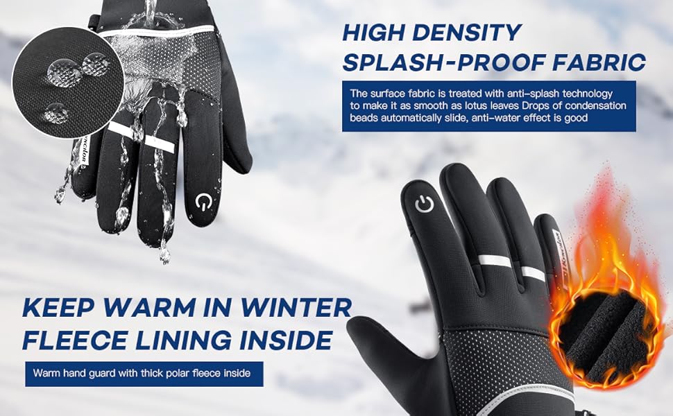 Чоловічі зимові рукавички KynciLOR Winterhandschuhe XL чорного кольору. Рукавички для велосипеда, катання на лижах та роботи. Теплі, непромокаючі, з сенсорним екраном та антиковзаючою поверхнею.