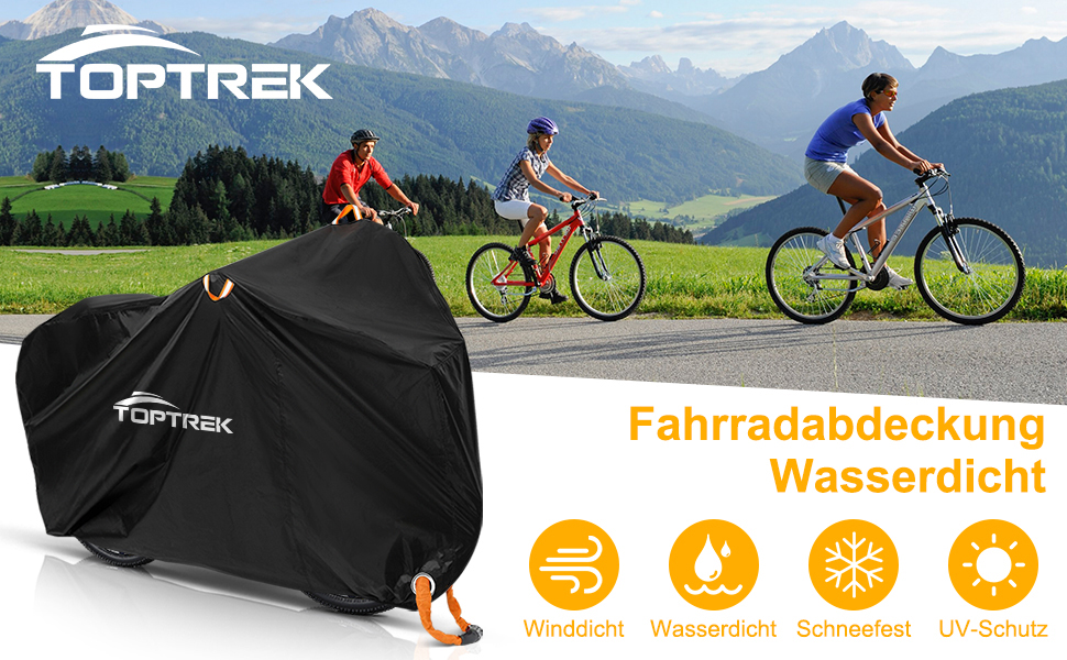 Чохол для велосипедів Toptrek на 2 велосипеди, водонепроникний, 210D Oxford, 210 x 110 x 95 см, з кільцями для замка, захист від сонця, міцний, чорний