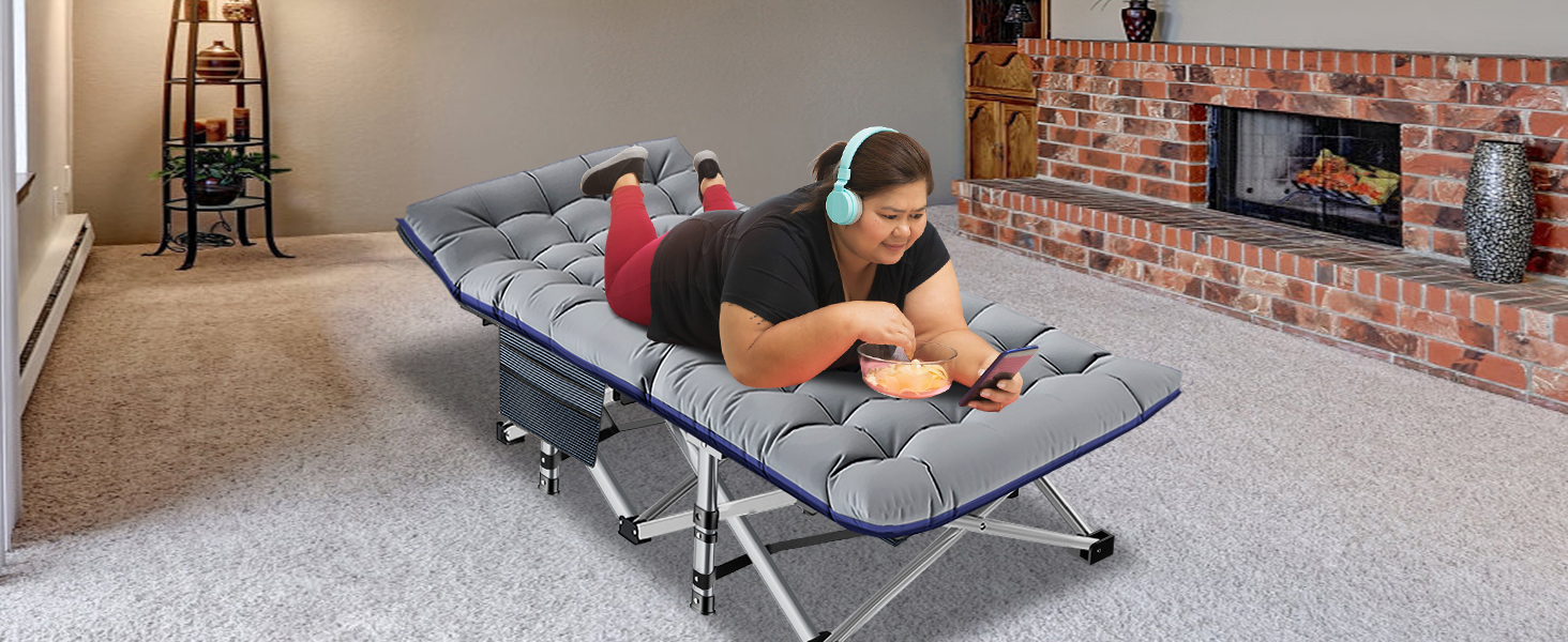 Розкладне ліжко ZIKEBTUY для кемпінгу та відпочинку: міцне, з матрацом, 190x71x36 см (сірий)