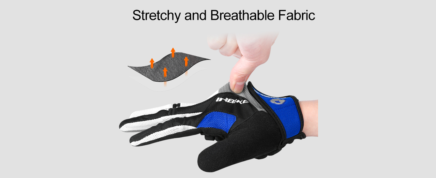 Велосипедні рукавички INBIKE для чоловіків з гелевою підкладкою 5 мм, зносостійкі, дихаючі, MTB, для їзди на велосипеді та активного відпочинку, сині, розмір M (обхват долоні 20.4 см)
