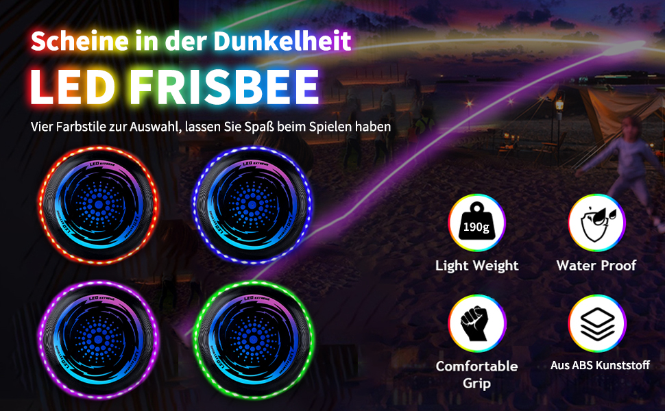 Фрісбі світне LED Ultimate Frisbee для дітей та дорослих, м'який диск з 49 LED-ліхтариками, блакитний