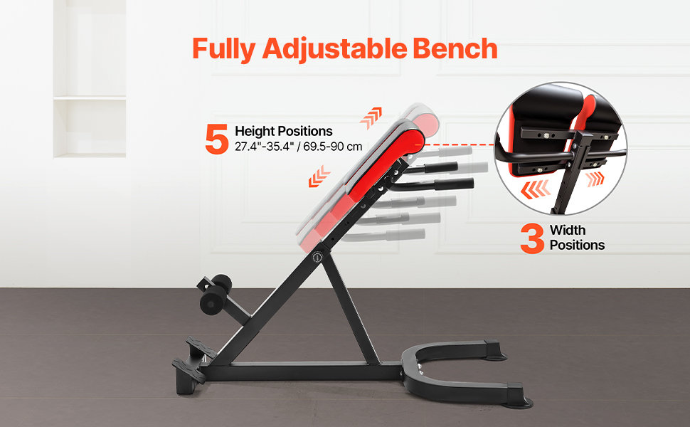 VEVOR римський стул для гіперекстензій, банк гіперекстензій, тренажер для пресу, фітнес-лавка для дому, 136 кг, регульований