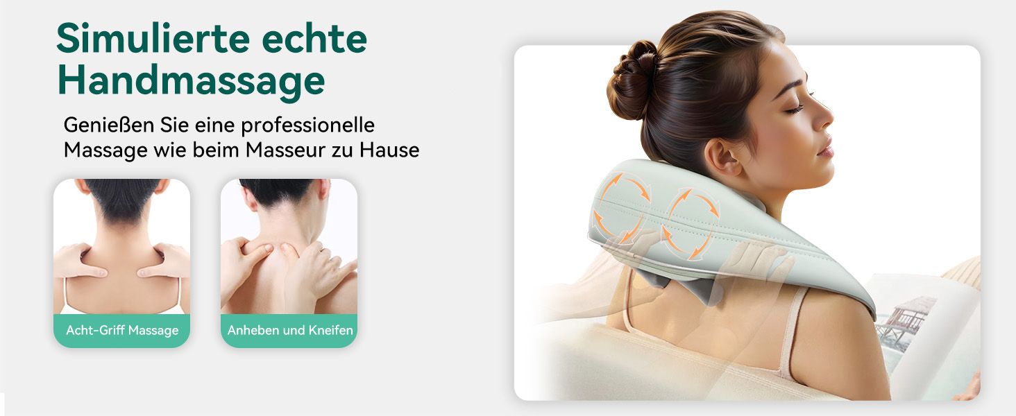 Масажер для шиї Snailax 4D з підігрівом та Shiatsu, електричний масажер для шиї, плечей та спини, зелений