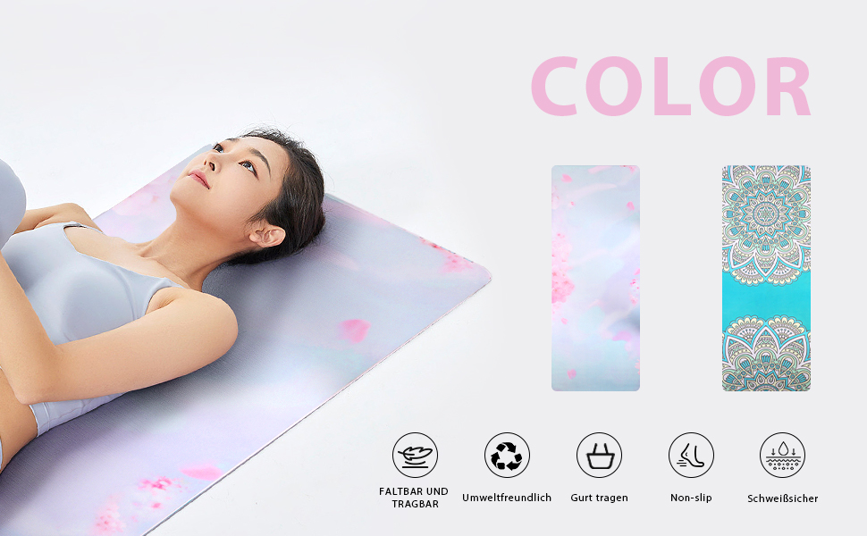 Килимок для йоги Hivexagon Складний 1,5 мм Dik, Rutshfest Travel Yoga Mat Cover Sweaty Absorbent Aund Holy Exercises Килимок для тренувань для йоги, пілатесу та фітнесу (синій)