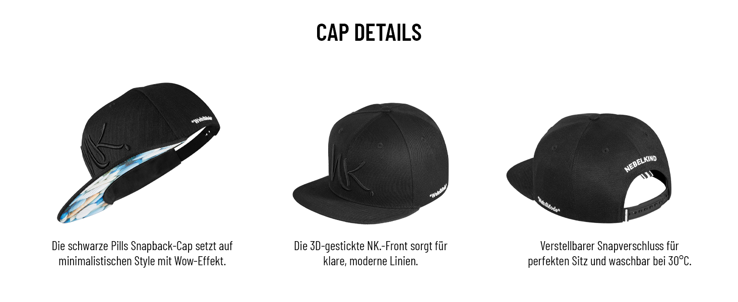 Кепка-снапбек Nebelkind унісекс з прямим козирком, регульована базакап у стилі стрітвір, ретро (Чорний з синім)