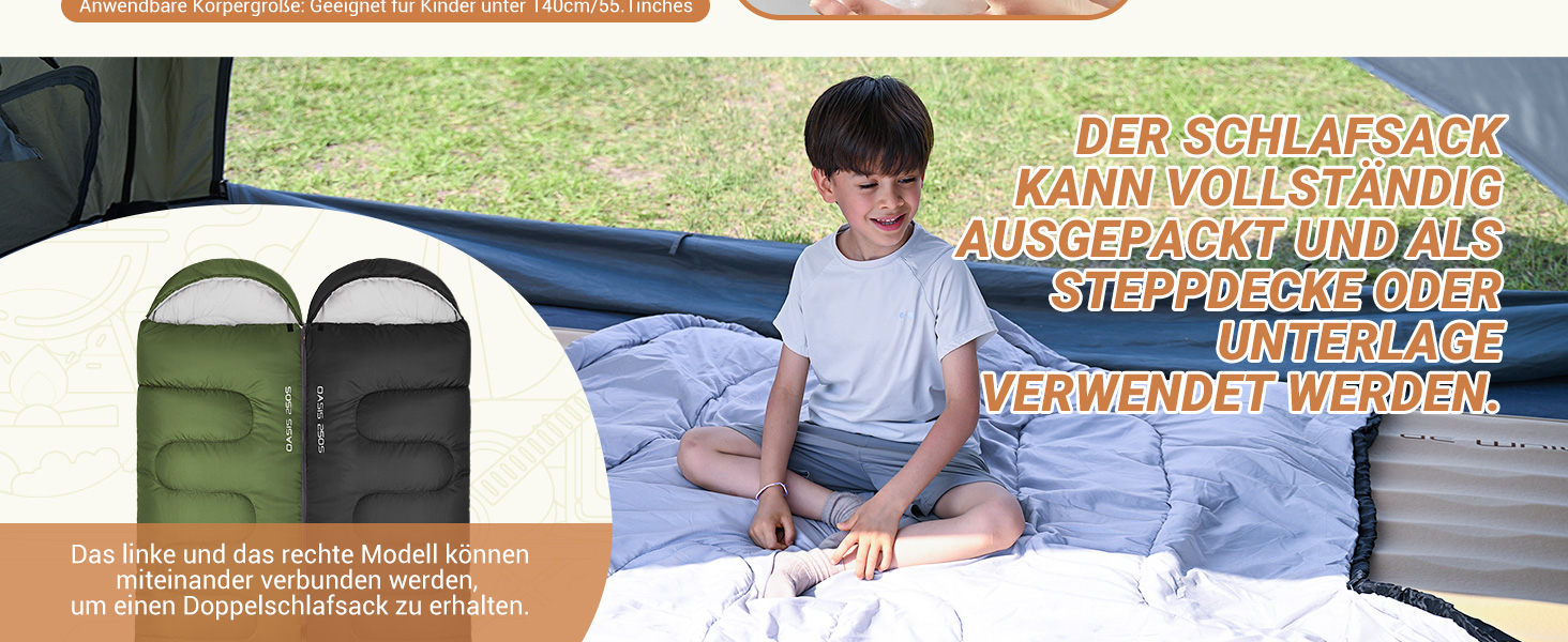 Дитячий спальний мішок KingCamp Rosa L для кемпінгу та піших прогулянок (3-4 сезони)