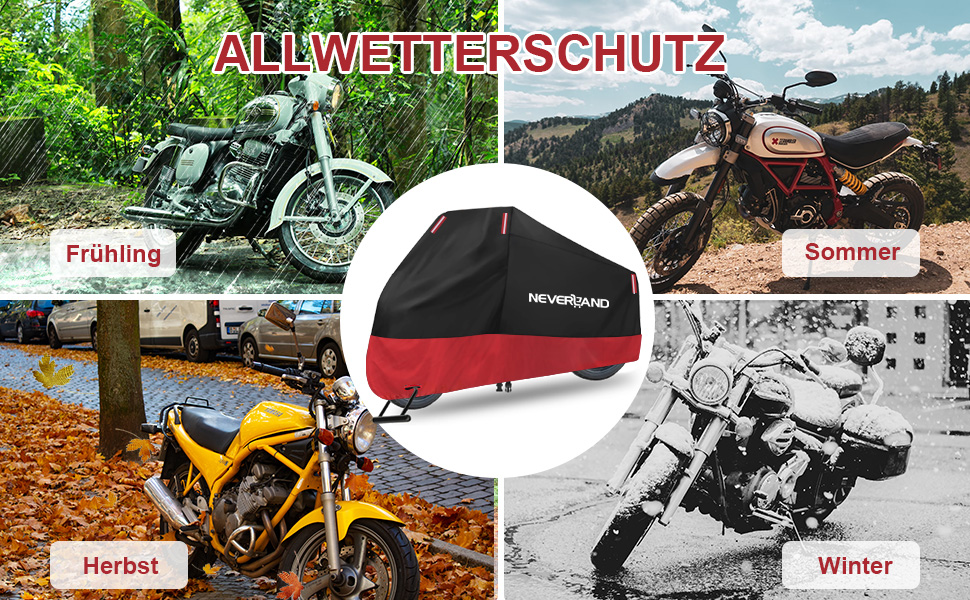 Водонепроникна мотоциклетна накривка Neverland для зберігання на вулиці та в приміщенні. 210D, 220 x 95 x 110 см. Підходить для мотоциклів, скутерів, мопедів.