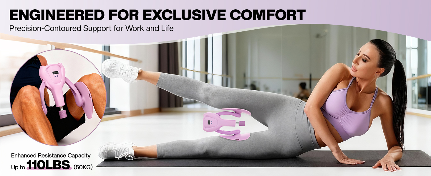 Набір для тренування м'язів тазового дна та стегон – Thigh Master з еластичною стрічкою | Тренажер для ніг вдома | Професійний тренажер для ніг для жінок та чоловіків для нарощування м'язів живота, ніг та сідниць