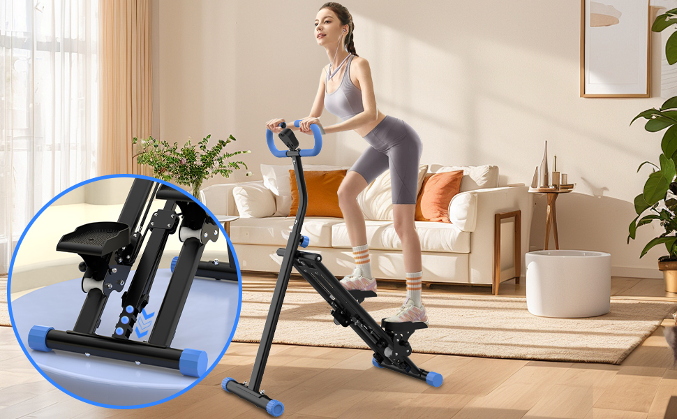 Сходи-степер з регульованим опором для дому – тренажер для кардіотренувань з LCD-дисплеєм та компактним дизайном | Ідеально для домашнього спортзалу, квартири та офісу, чорний