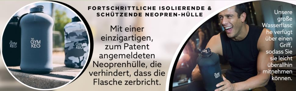 Гімнастичний глечик Gym Keg 2.2L з сумкою та ручкою: багаторазова спортивна пляшка для фітнесу, йоги, екологічна, без BPA