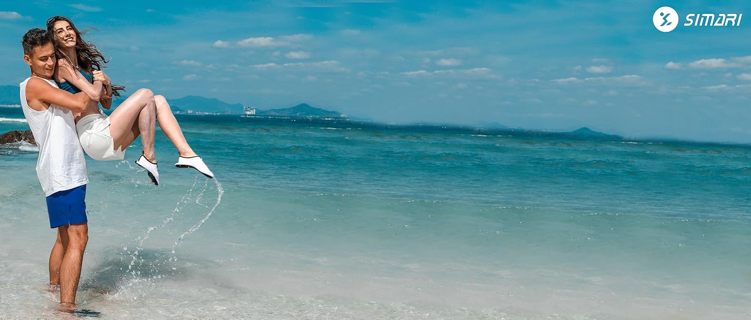 Водні черевики SIMARI для жінок та чоловіків, швидковисихаючі, моделі для плавання та відпочинку на пляжі, спортивні аквашузи SWS001, чорний, розмір 42/43 EU