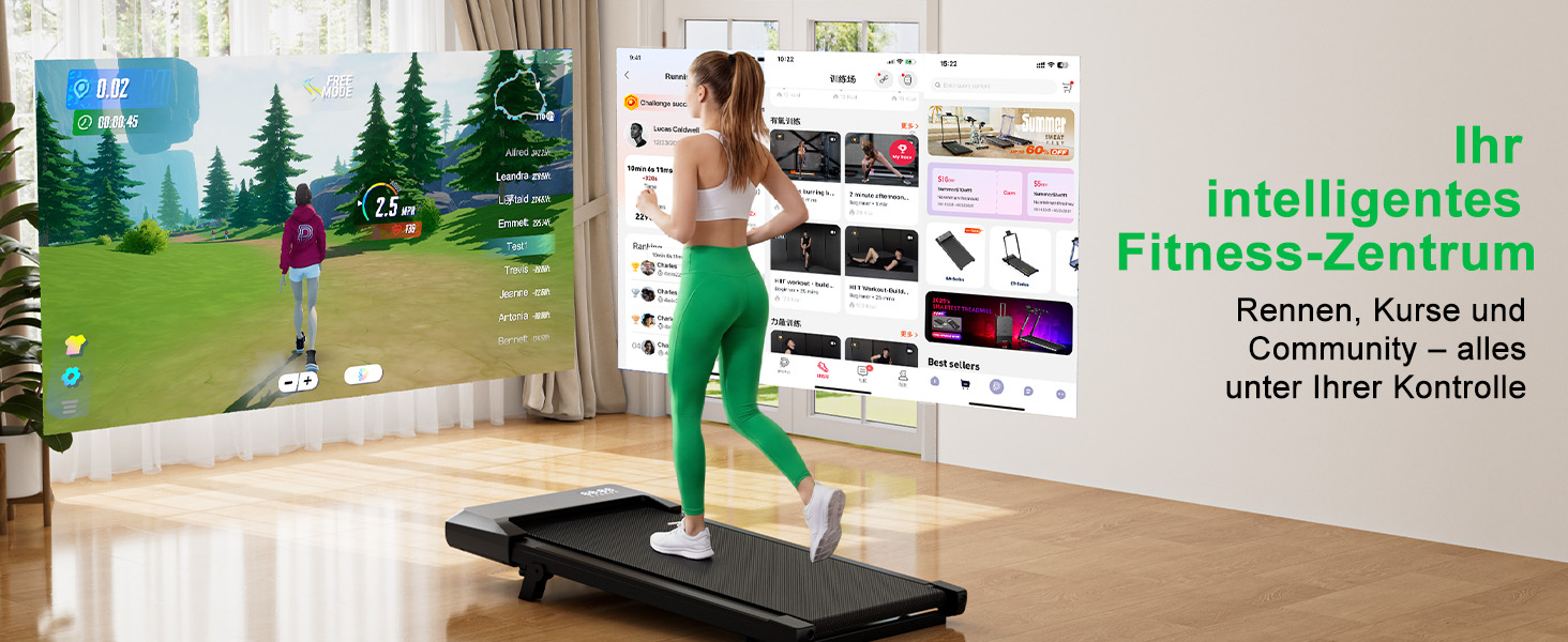 Бігова доріжка Lacuffy Walking Pad з нахилом та AI-тренуванням, керування через додаток, для дому та під стіл, макс. 136 кг, 90 см, чорна